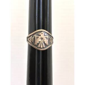Vintage Bell Sterling Silver Thunderbird Signet Ring Sz 8